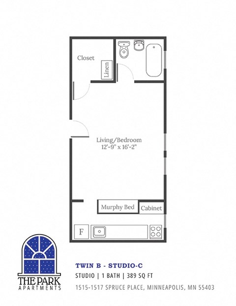 a floor plan of a 1 bedroom floor plan